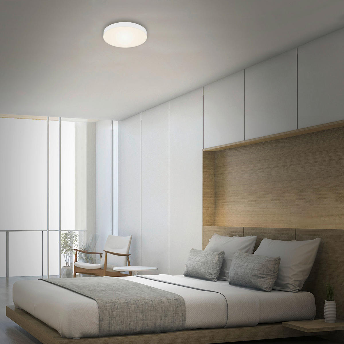 LED PLAFONJERA - bela, Osnovno, metal/plastika (21,2/3,6cm)
