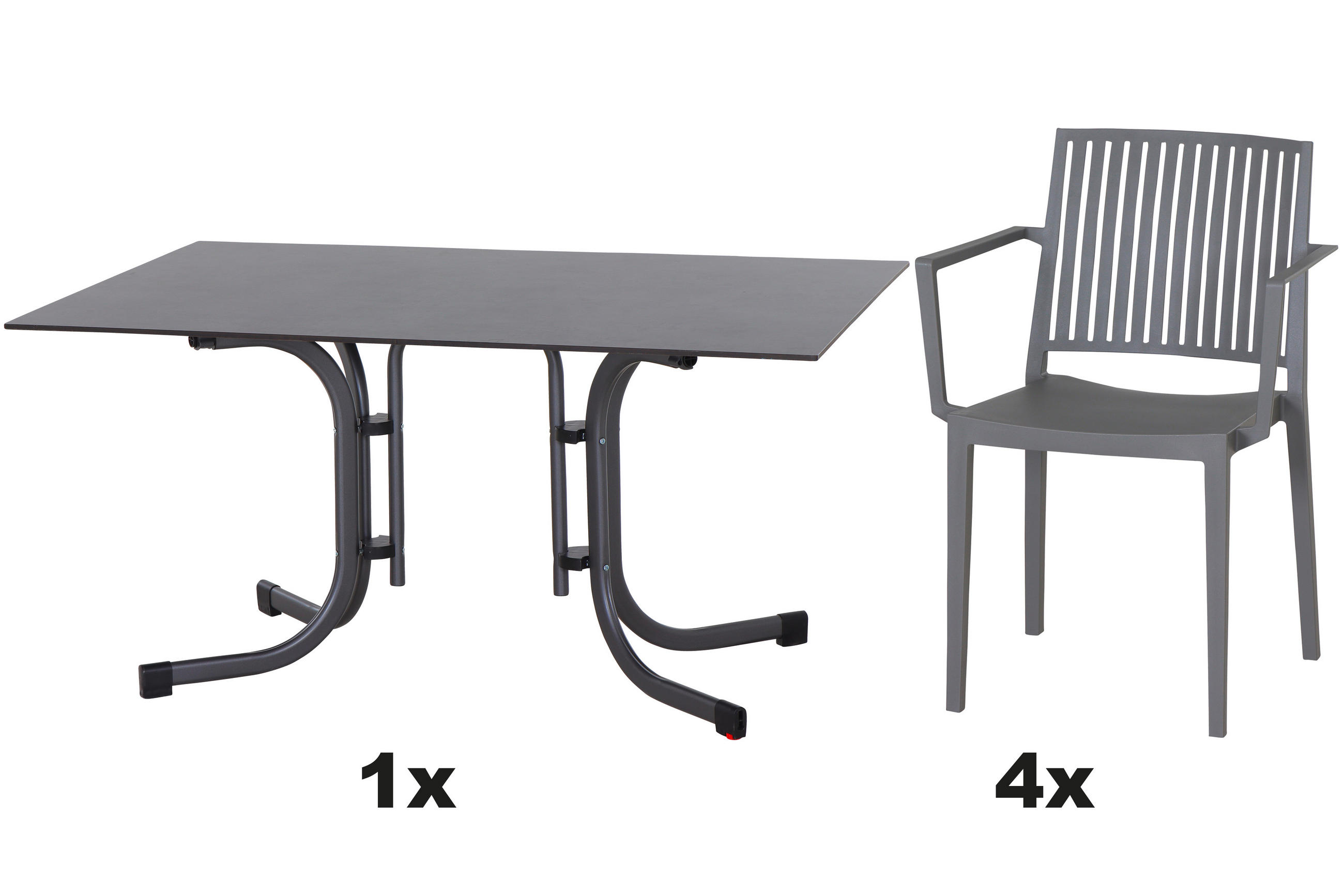 GARTENGARNITUR 5-teilig Stahl  - Anthrazit/Grau, Basics, Kunststoff/Metall (90/80/450cm) - Siena Garden