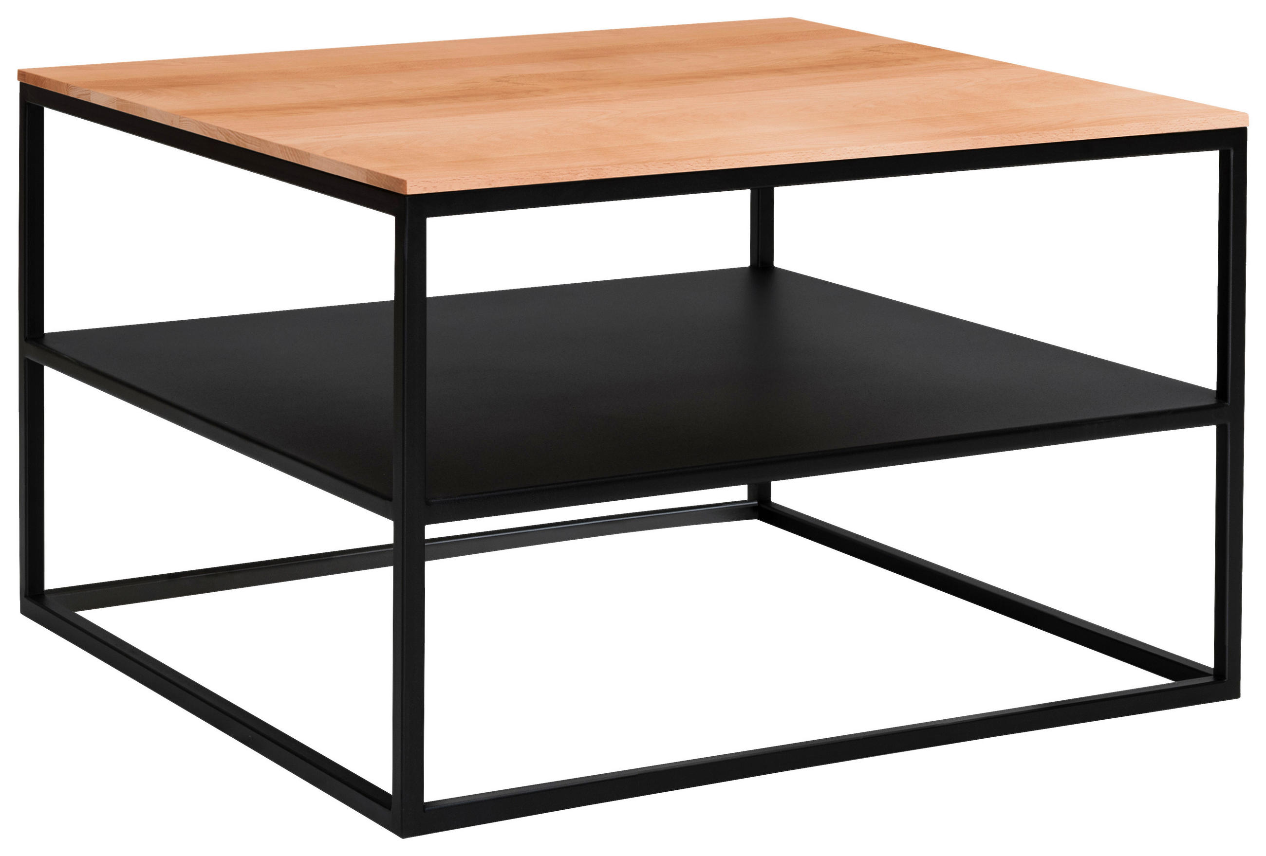 COUCHTISCH Metall 65/65/41,5 cm  - Buchefarben/Schwarz, Design, Holz/Metall (65/65/41,5cm) - Johann Jakob