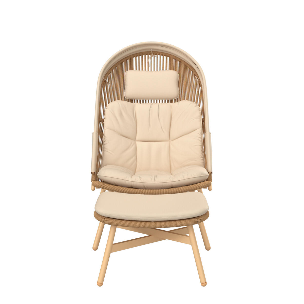 SONNENINSEL 84/71/141/38/114/50 cm Eisen  - Beige/Naturfarben, MODERN, Kunststoff/Textil (84/71/141/38/114/50cm) - Ambia Garden