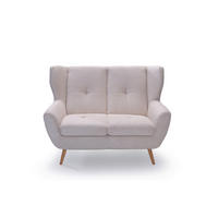 2-SITZER-SOFA Cord Creme  - Eichefarben/Creme, Design, Holz/Textil (140/102/90cm) - Stylife