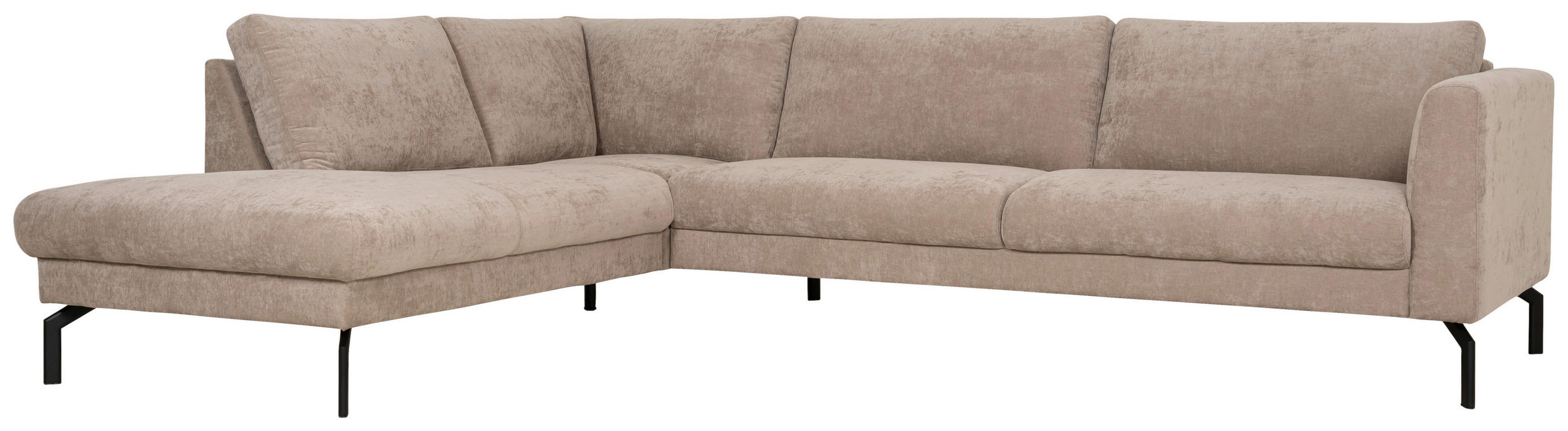 SOFFA i flatväv cappuccino  - cappuccino/svart, Klassisk, metall/trä (294/84/220cm) - Pure Home Comfort