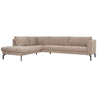 SOFFA i flatväv cappuccino  - cappuccino/svart, Klassisk, metall/trä (294/84/220cm) - Pure Home Comfort