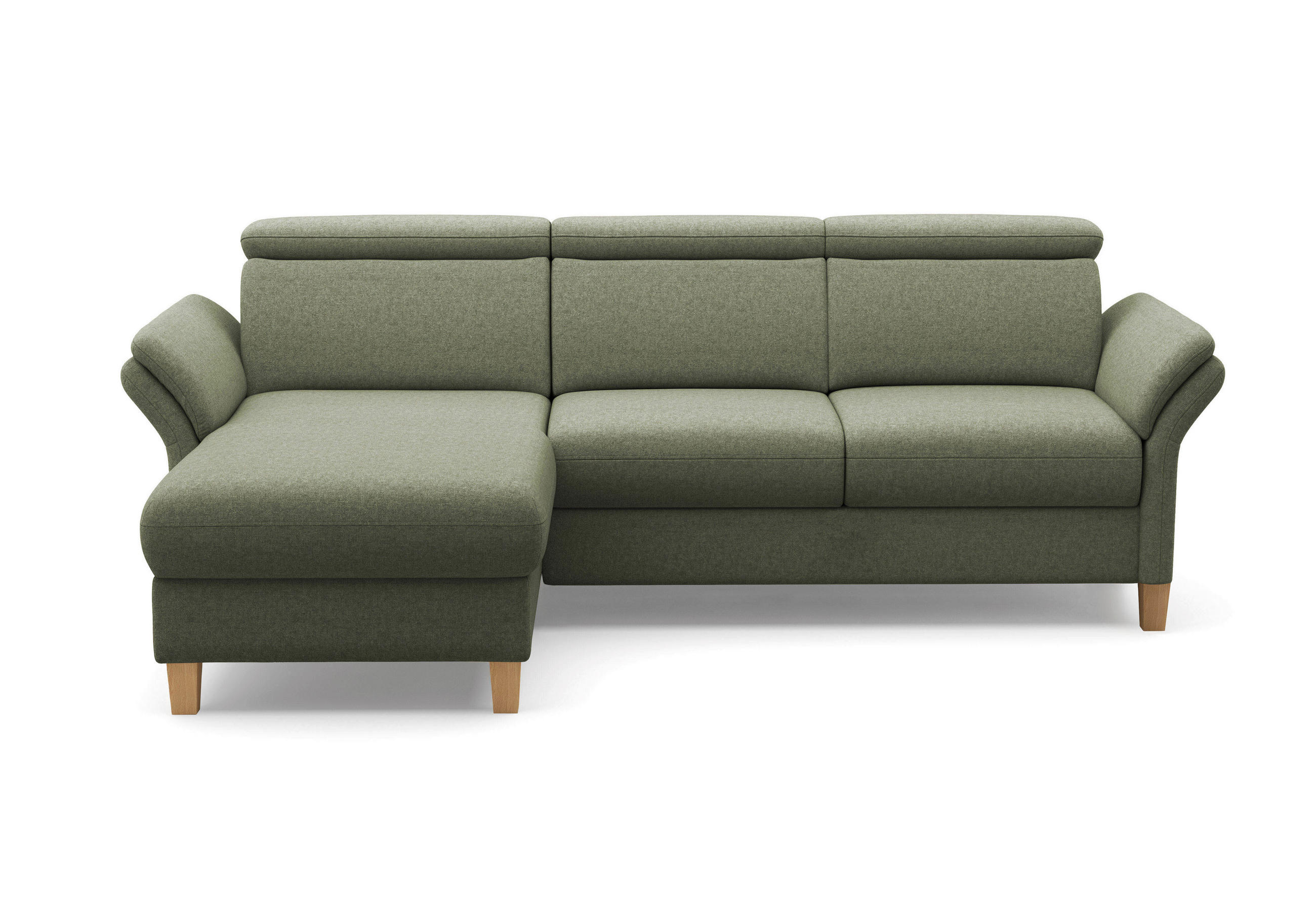 ECKSOFA GLENDALE E Olivgrün Flachgewebe  - Eichefarben/Olivgrün, KONVENTIONELL, Holz/Textil (166/253cm) - Sit & More