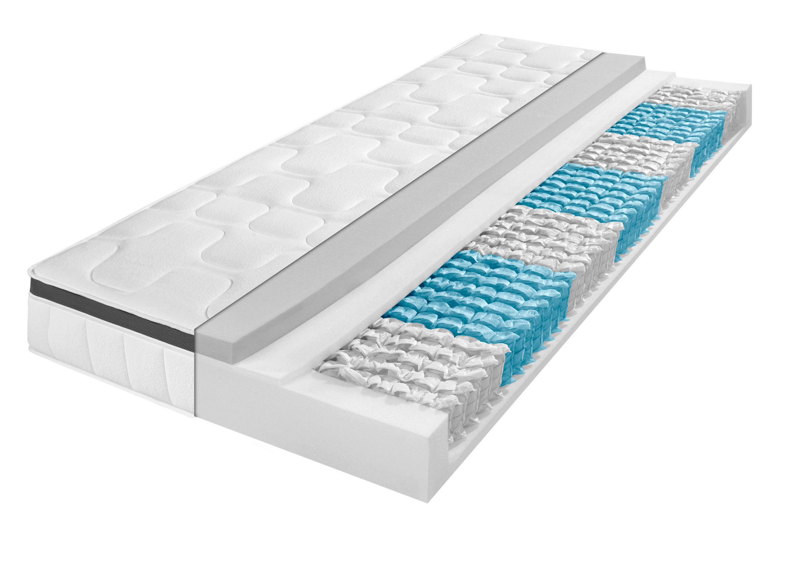 TASCHENFEDERKERNMATRATZE 100/200 cm, Höhe ca.: 27 cm, H5 = hart, 7-Zonen - Basics, Textil (100/200cm) - Novel