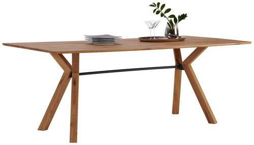 ESSTISCH Asteiche massiv rechteckig Schwarz, Eichefarben  - Eichefarben/Schwarz, Natur, Holz/Metall (200/100/75cm) - Dieter Knoll