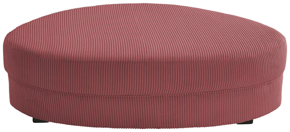 Wohnlandschaft inkl. Hocker Koralle Cord  - Koralle/Schwarz, Design, Kunststoff/Textil (300/160cm) - Livetastic