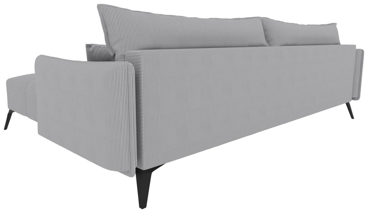 ECKSOFA in Cord Hellgrau  253/180 cm  - Hellgrau/Schwarz, KONVENTIONELL, Textil/Metall (253/180cm) - Carryhome