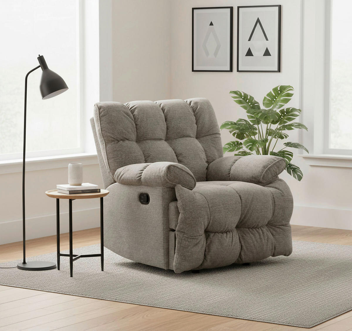 RELAXSESSEL LYSSO Mikrofaser    - Taupe/Schwarz, Design, Textil/Metall (97/99/102-161cm) - P & B
