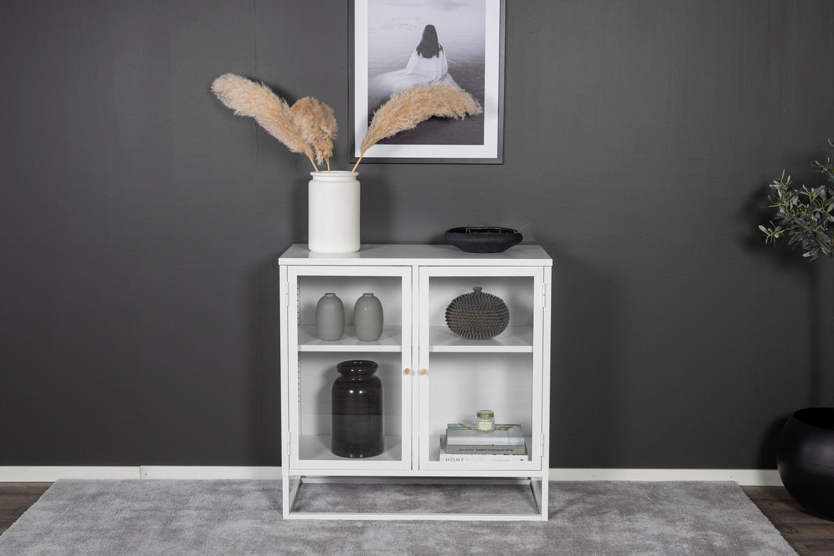 SIDEBOARD  in 85/85/40 cm  - Weiß, Design, Glas/Metall (85/85/40cm) - Livetastic