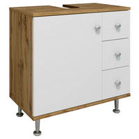 WASCHBECKENUNTERSCHRANK 60/61/33 cm  - Honigeiche/Weiss, Modern, Holzwerkstoff/Kunststoff (60/61/33cm) - MID.YOU