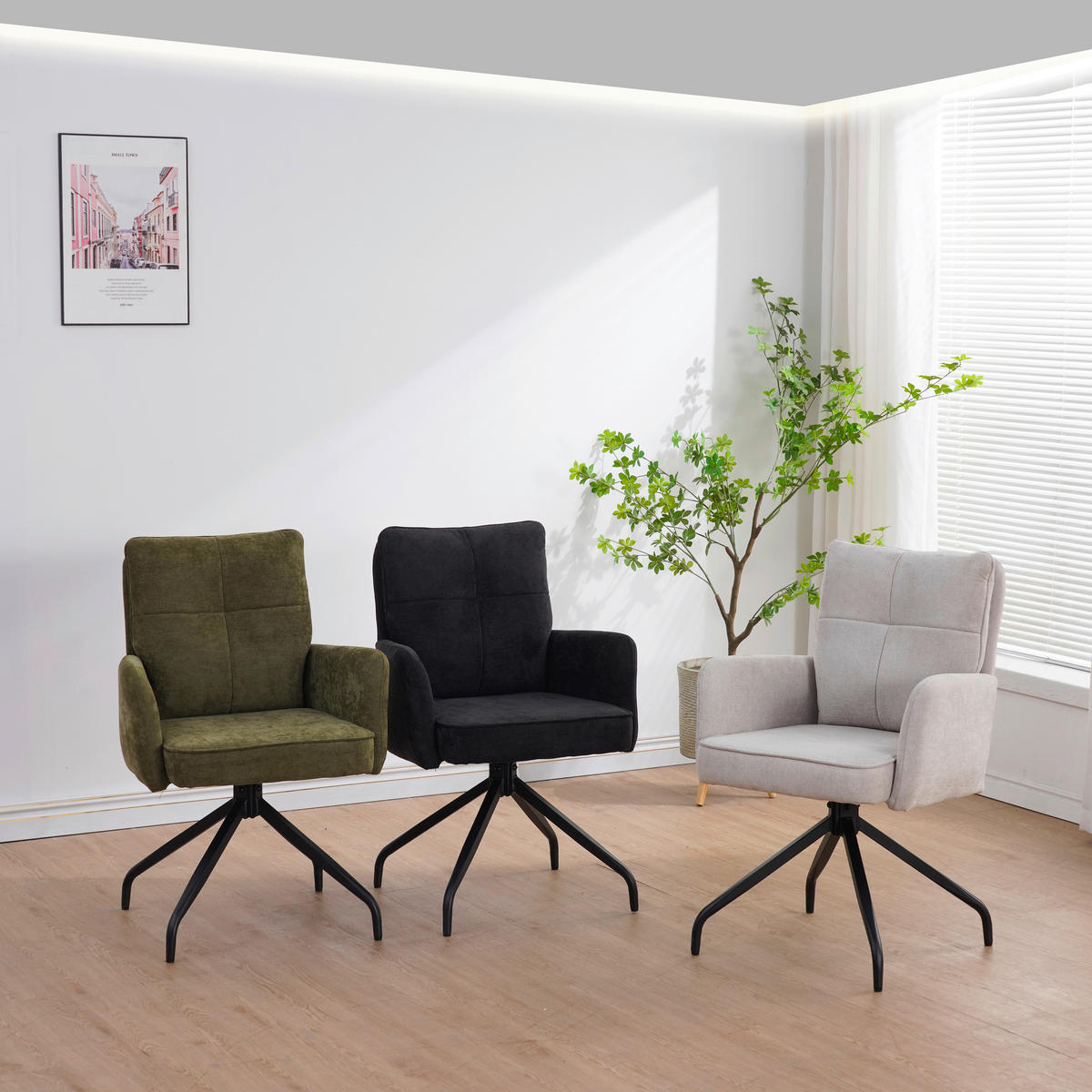 ARMLEHNSTUHL  Sitzfläche 180° drehbar Mikrofaser  - Beige/Schwarz, Design, Textil/Metall (60/90/68cm) - Carryhome