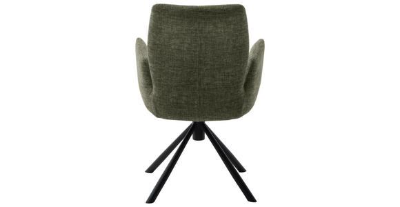 ARMLEHNSTUHL  , Stoffauswahl, Typenauswahl, Sitzfläche 360° drehbar, Gestellauswahl  , Flachgewebe  ,  - Schwarz/Olivgrün, Design, Textil/Metall (60/87/61cm) - Novel