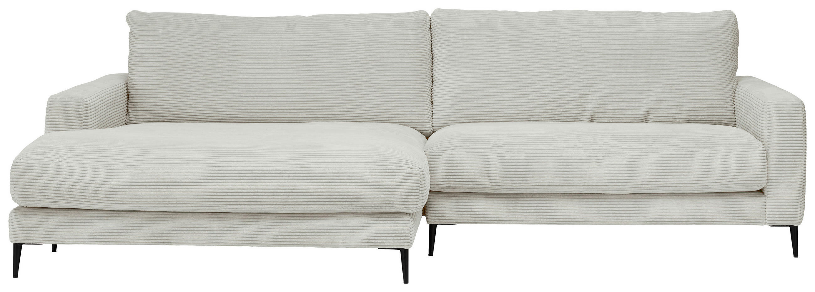 ECKSOFA Hellgrau Cord  - Hellgrau/Schwarz, Design, Textil/Metall (190/272cm) - Pure Home Lifestyle