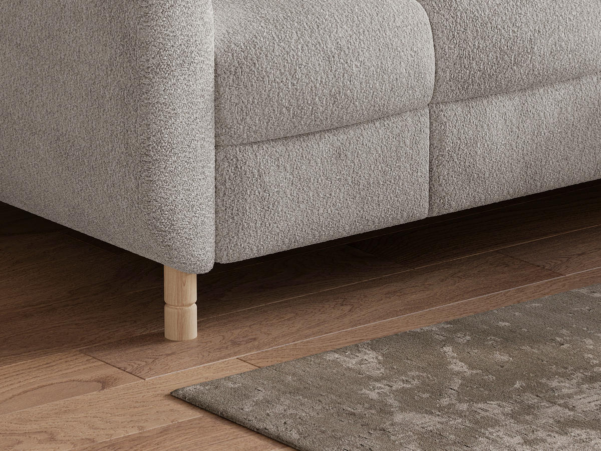 ECKSOFA BUN in Bouclé Hellgrau  - Elfenbein/Hellgrau, Design, Holz/Textil (209/276cm) - MID.YOU