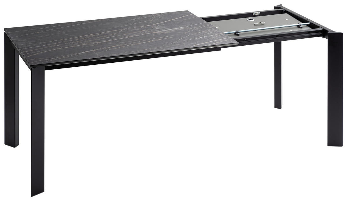 ESSTISCH Grau, Schwarz rechteckig  ausziehbar, in verschiedenen Größen erhältlich  - Schwarz/Grau, Design, Keramik/Metall (120-180/80/75cm) - home24