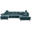 WOHNLANDSCHAFT in Cord Petrol  - Petrol/Naturfarben, Modern, Holz/Textil (176/338-352/206cm) - Livetastic