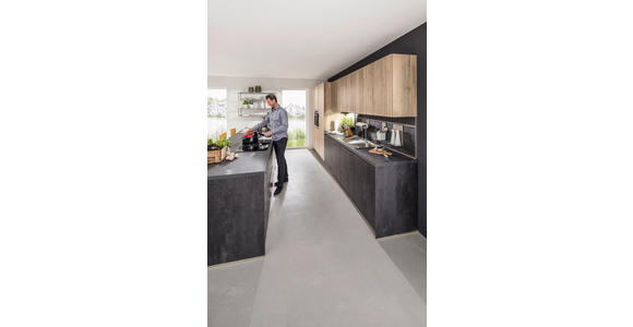 EINBAUKÜCHE   - Eichefarben, KONVENTIONELL, Holzwerkstoff - Novel