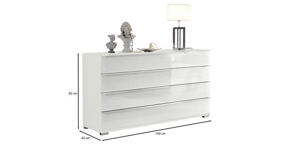 SIDEBOARD Weiß  - Chromfarben/Weiß, Basics, Glas/Holzwerkstoff (149/82/42cm) - Venda