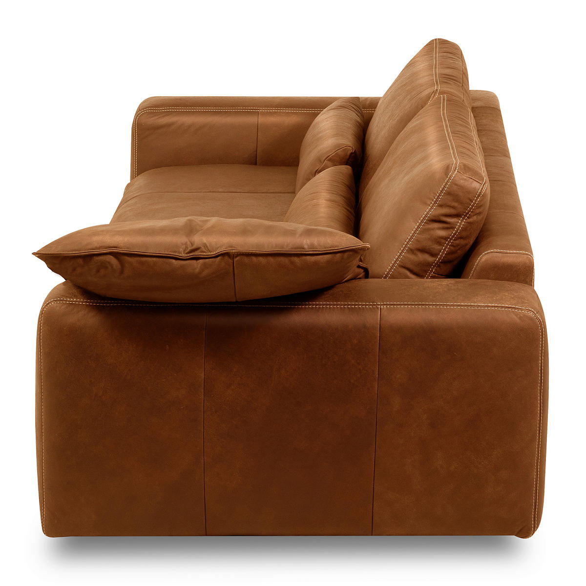 3-SITZER-SOFA  in Echtleder Cognac   - Cognac/Beige, Design, Leder/Kunststoff (300/85/123cm) - Livetastic