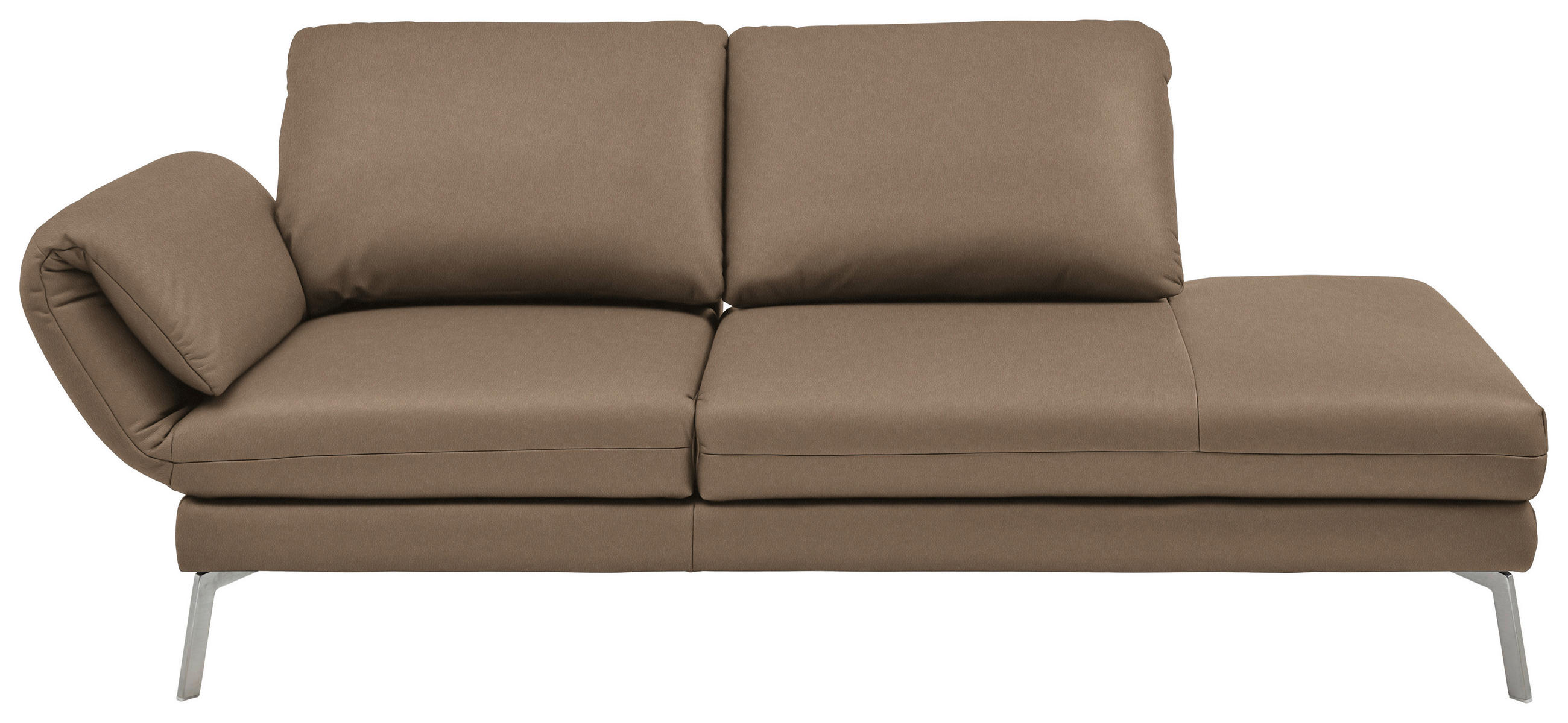 RÉCAMIERE in Echtleder Hellbraun  - Chromfarben/Hellbraun, Design, Leder/Metall (209/85-109/95-16cm) - Dieter Knoll