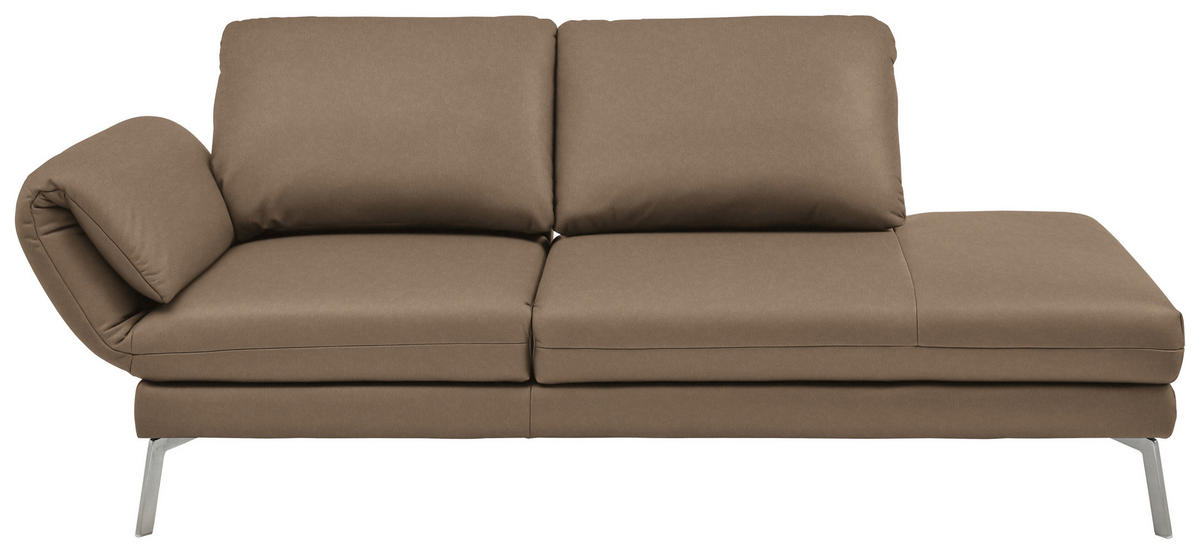 RÉCAMIERE in Echtleder Hellbraun  - Chromfarben/Hellbraun, Design, Leder/Metall (209/85-109/95-16cm) - Dieter Knoll