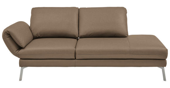 RÉCAMIERE in Echtleder Hellbraun - Chromfarben/Hellbraun, Design, Leder/Metall (209/85-109/95-16cm) - Dieter Knoll