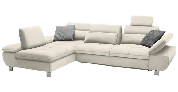 ECKSOFA Creme Webstoff  - Creme/Alufarben, Design, Textil (203/310cm) - Xora