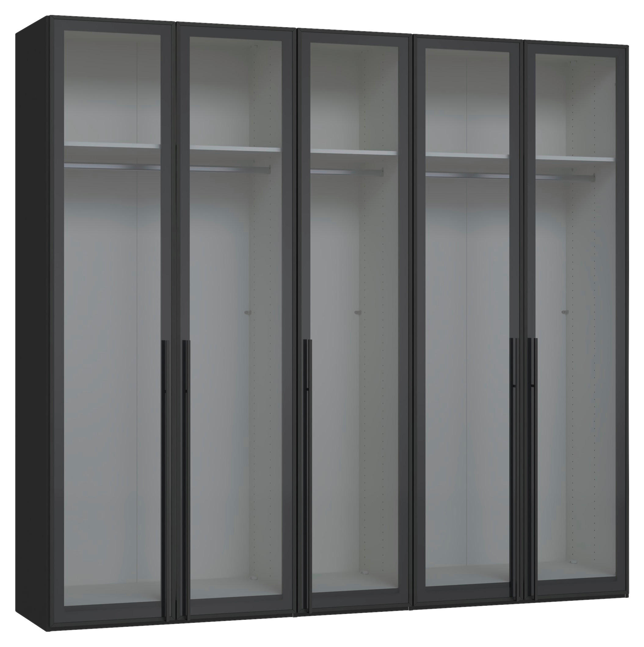 DREHTÜRENSCHRANK 253/236/59 cm,  in Schwarz, 5-türig  - Schwarz, Design, Glas/Holzwerkstoff (253/236/59cm) - Jutzler