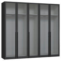 DREHTÜRENSCHRANK 253/236/59 cm,  in Schwarz, 5-türig  - Schwarz, Design, Glas/Holzwerkstoff (253/236/59cm) - Jutzler