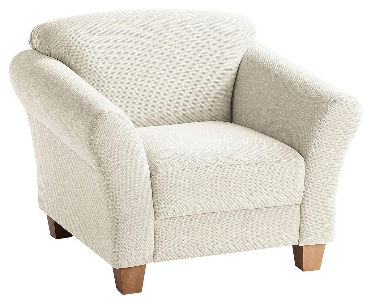SESSEL in Flachgewebe Creme  - Creme/Naturfarben, Konventionell, Holz/Textil (101/84/89cm) - Sit & More
