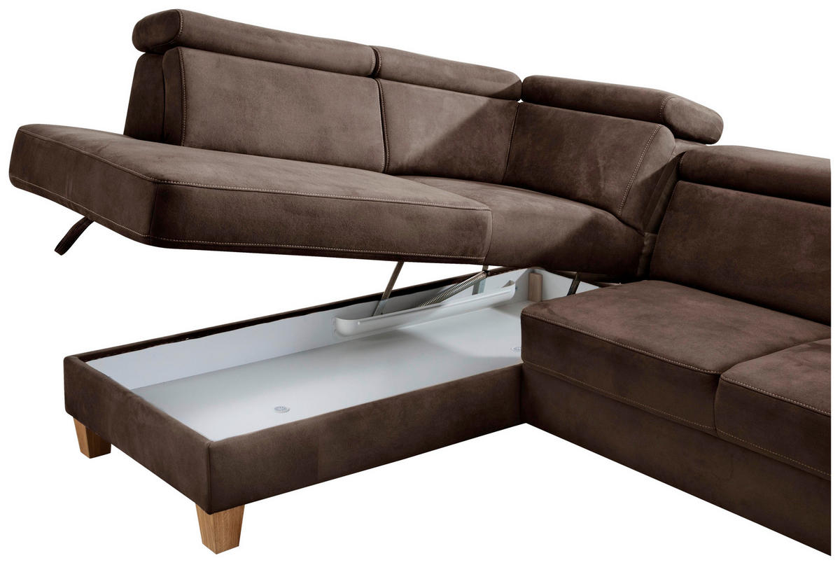 ECKSOFA in Mikrofaser Mokka  - Eichefarben/Beige, Konventionell, Holz/Textil (194/245cm) - Sit & More