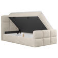 BOXBETT 120/200 cm,  in Beige, gepolstertes Kopfteil, Bettkasten, Topper, H3 = fest  - Beige/Schwarz, Design, Holzwerkstoff/Kunststoff (120/200cm) - Xora