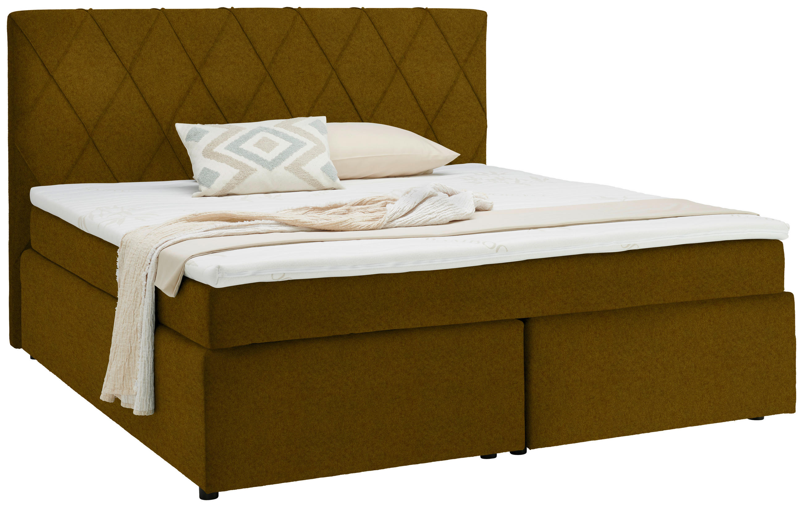 BOXSPRINGBETT 180/200 cm  in Goldfarben  - Goldfarben/Schwarz, Design, Kunststoff/Textil (180/200cm) - Xora