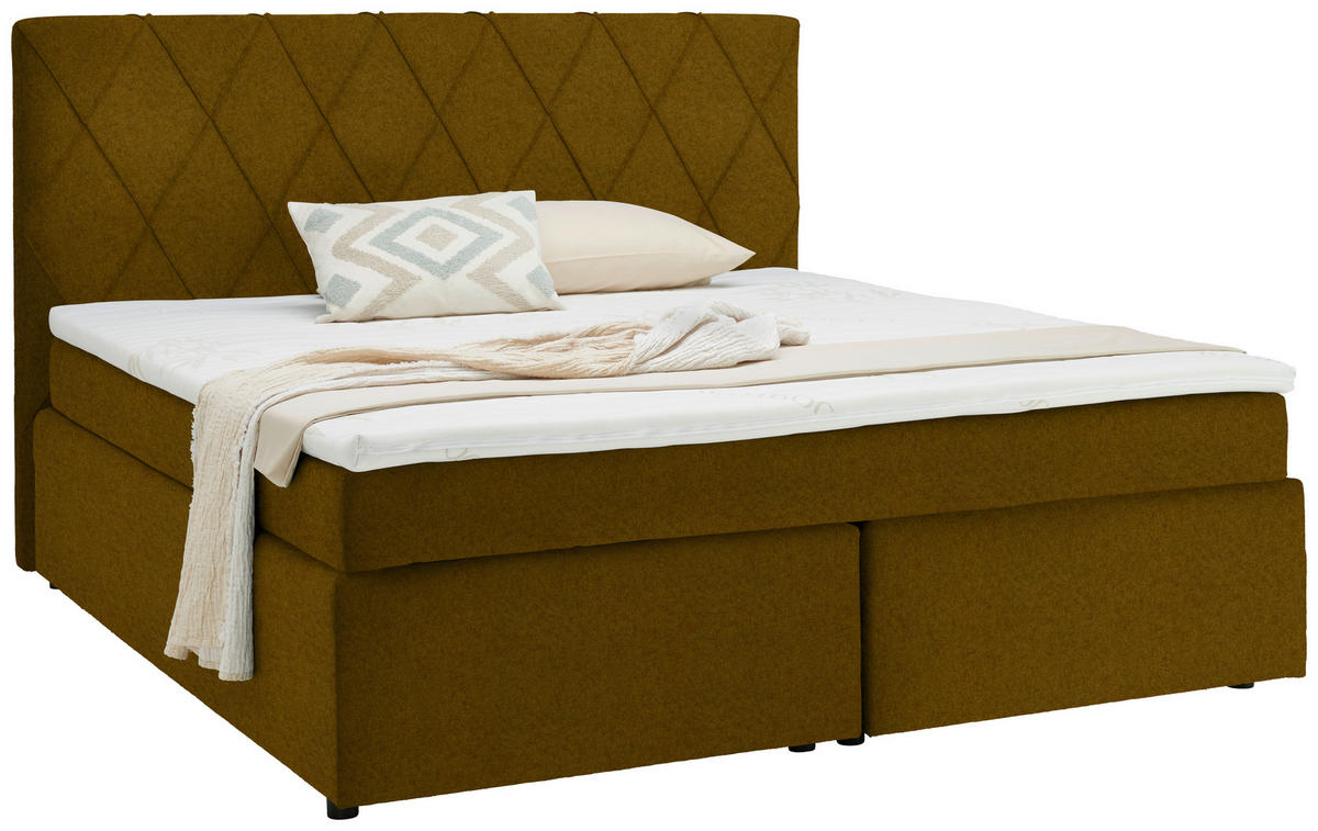BOXSPRINGBETT 180/200 cm  in Goldfarben  - Goldfarben/Schwarz, Design, Kunststoff/Textil (180/200cm) - Xora