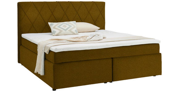 BOXSPRINGBETT 180/200 cm  in Goldfarben  - Goldfarben/Schwarz, Design, Kunststoff/Textil (180/200cm) - Xora