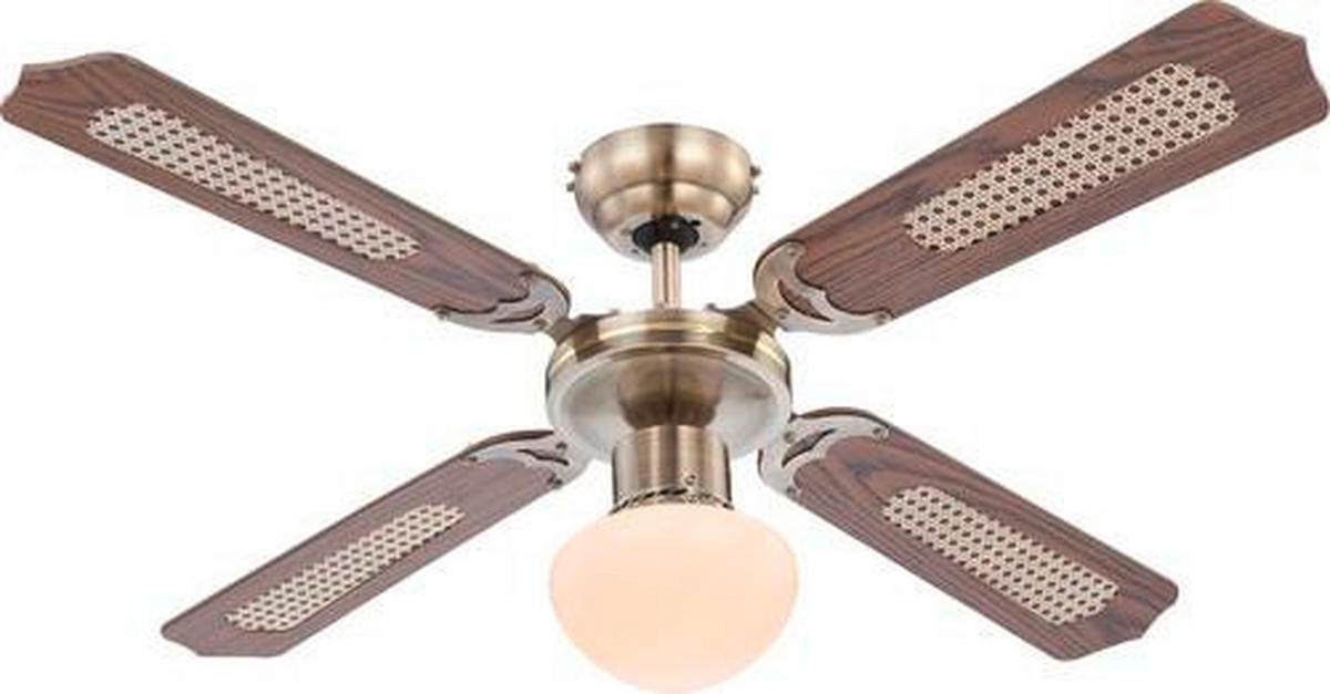 VENTILATOR STROPNI    boje hrasta  Aston  - boje hrasta, Konvencionalno, staklo/metal (106,6/41,5cm) - Globo