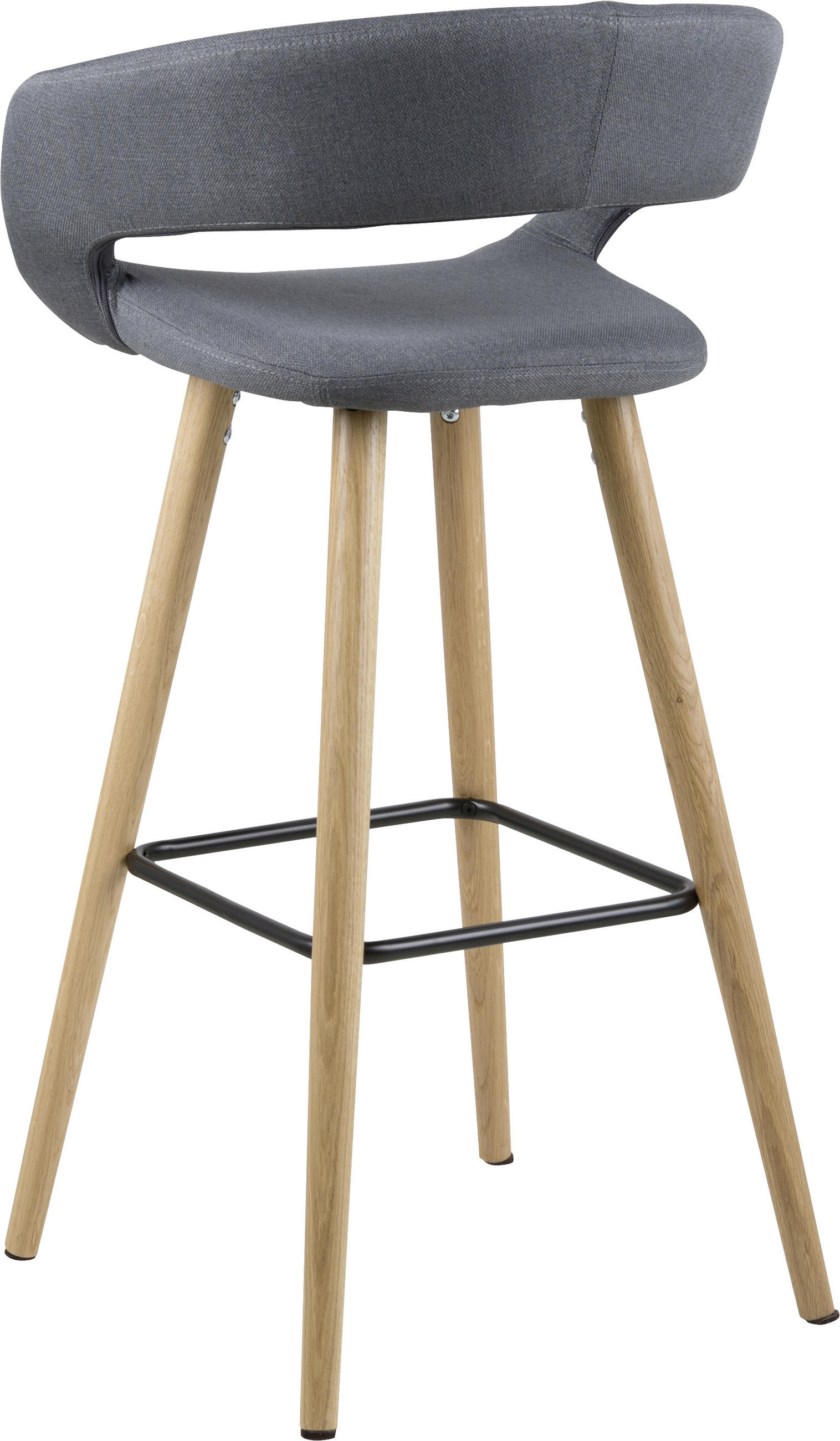 BARSKA STOLICA  tamnosiva   - tamnosiva/boja hrasta, Dizajnerski, drvo/metal (55/89/46cm) - Carryhome