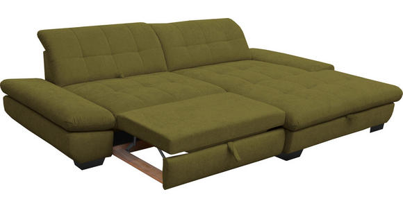 ECKSOFA in Mikrofaser Grün 290/198 cm - Schwarz/Grün, Design, Textil/Metall (290/198cm) - Xora