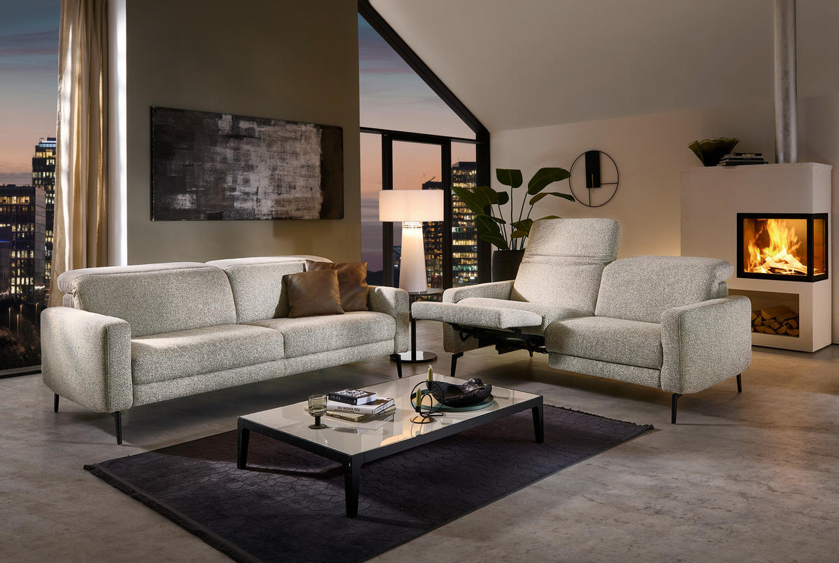 3-SITZER-SOFA Chenille Sandfarben  - Sandfarben/Schwarz, Design, Textil/Metall (210/82/107cm) - Dieter Knoll