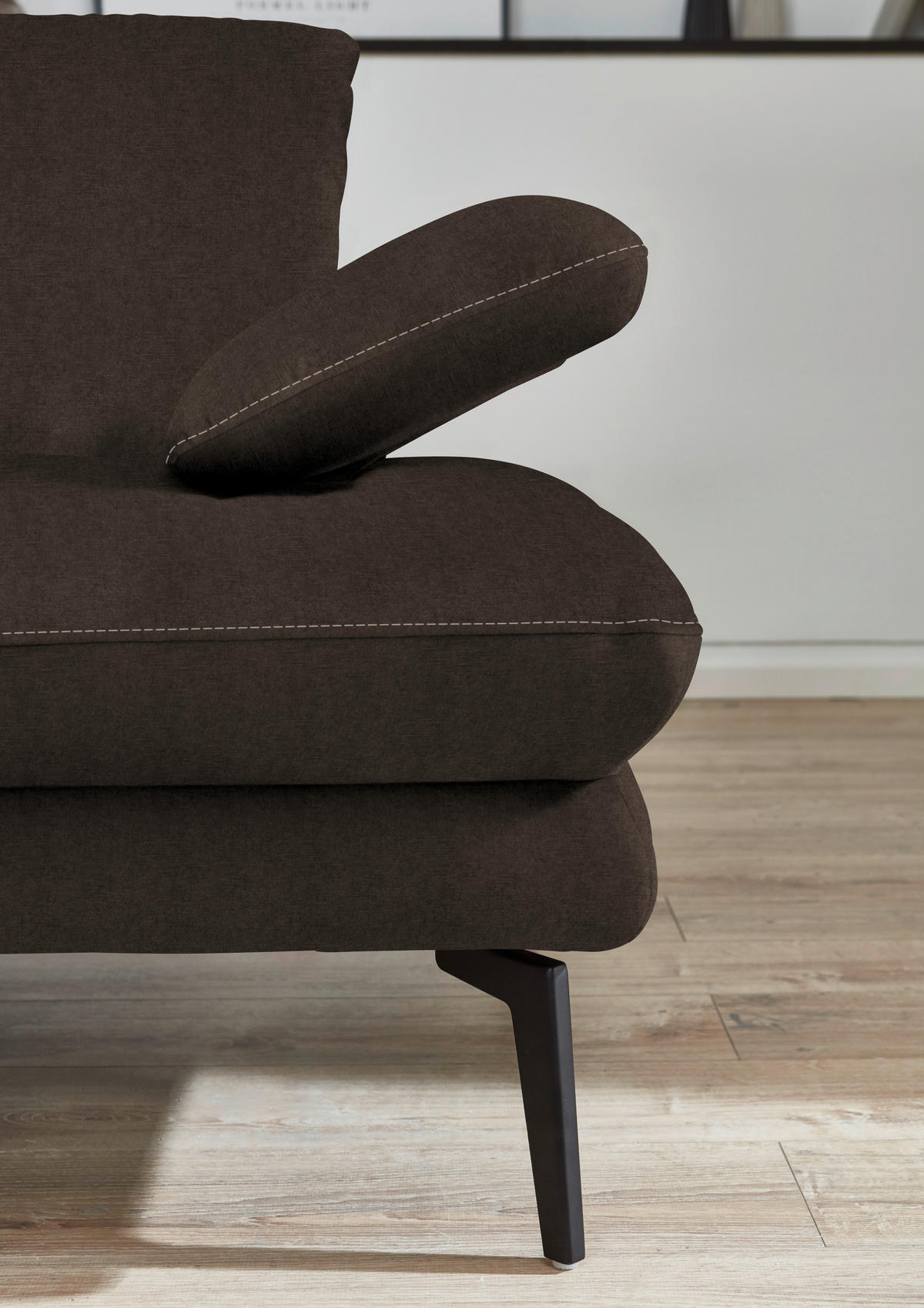 3-SITZER-SOFA in Velours Dunkelbraun  - Dunkelbraun/Beige, Design, Textil/Metall (222/89/104cm) - Dieter Knoll