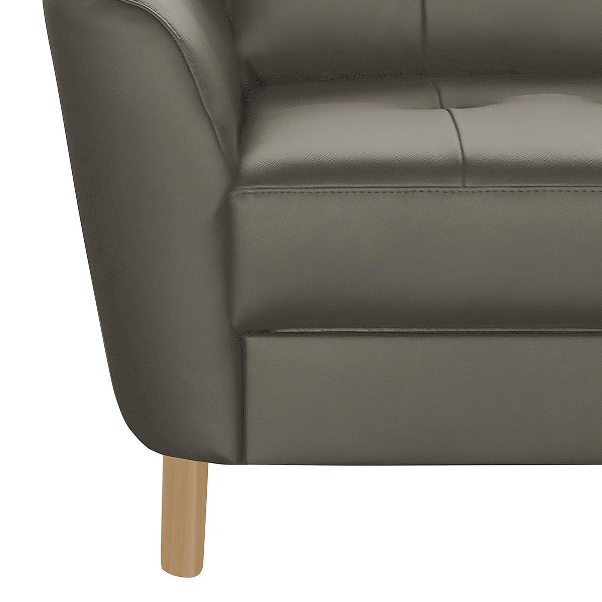 ECKSOFA in Lederlook Echtleder Schlammfarben  - Schlammfarben/Buchefarben, Design, Leder/Holz (236/190cm) - Livetastic