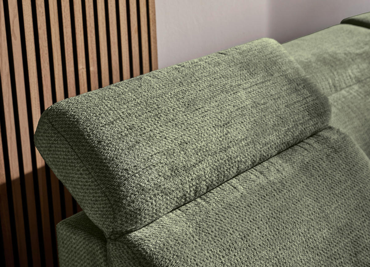 WOHNLANDSCHAFT Dunkelgrün Struktur  - Dunkelgrün/Schwarz, Design, Textil/Metall (190/364/270cm) - Stylife
