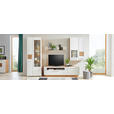 WOHNWAND  in Weiß, Eichefarben  300/202/46 cm  - Chromfarben/Eichefarben, KONVENTIONELL, Glas/Holzwerkstoff (300/202/46cm) - Hom`in