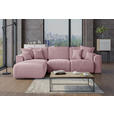 ECKSOFA in Velours Rosa  - Chromfarben/Rosa, KONVENTIONELL, Kunststoff/Textil (195/293cm) - Carryhome