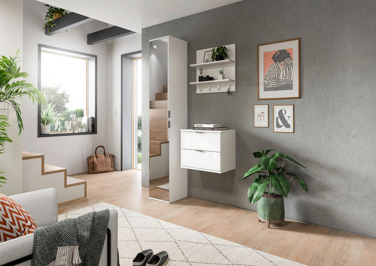 GARDEROBE 3-teilig  in 82/193/34 cm  - Weiß Hochglanz/Weiß, Design, Holzwerkstoff (82/193/34cm) - Livetastic