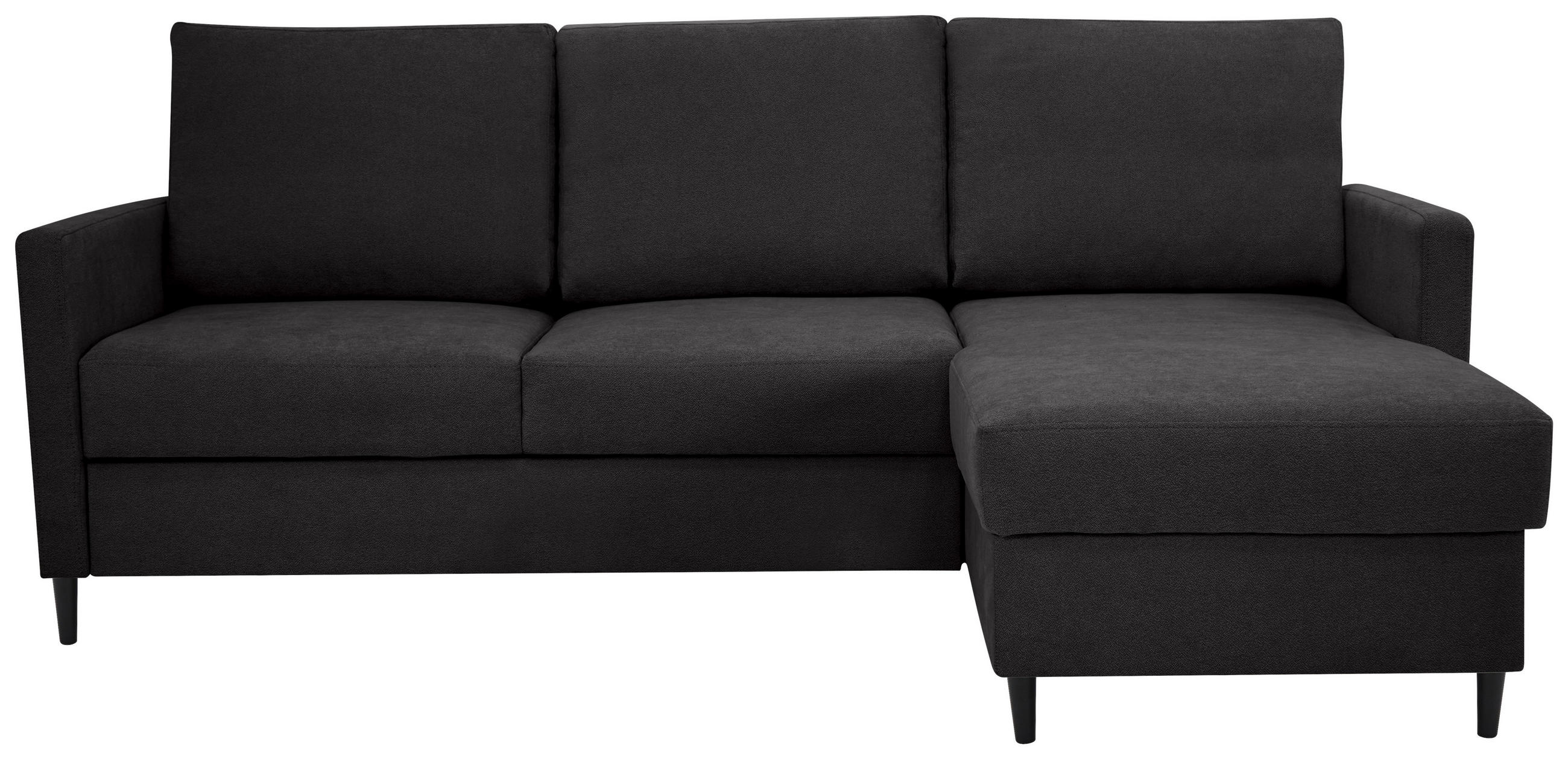 ECKSOFA Anthrazit Chenille  - Anthrazit/Schwarz, KONVENTIONELL, Holz/Textil (159/221cm) - Carryhome