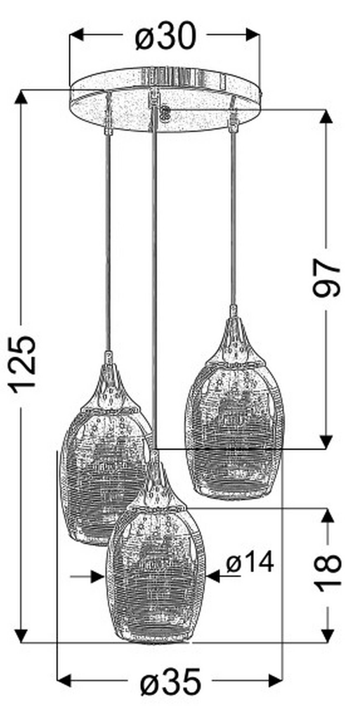 HÄNGLAMPA 35/35/125 cm  - kromfärg, Design, metall (35/35/125cm)
