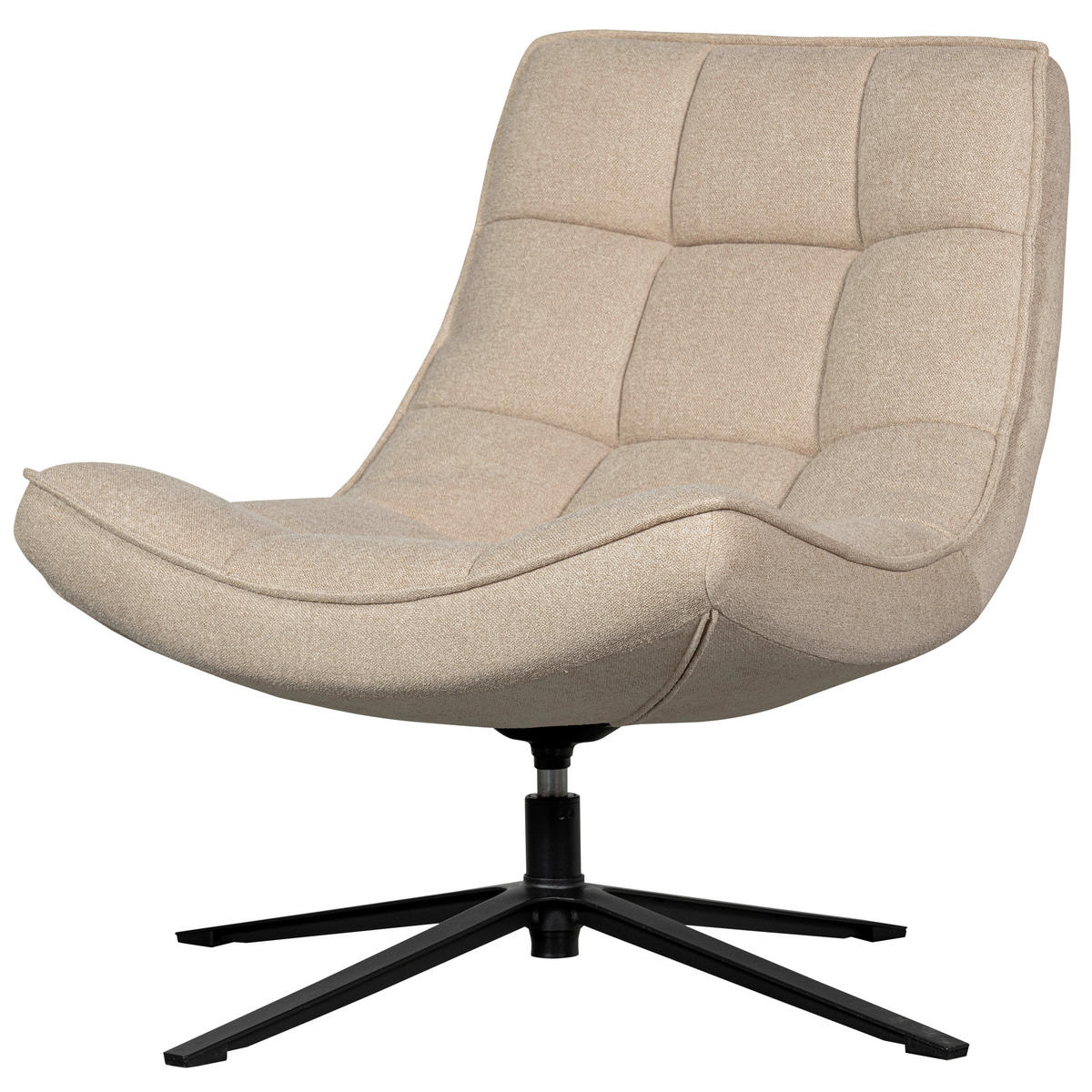 SESSEL in Webstoff Naturfarben  - Schwarz/Naturfarben, Design, Textil/Metall (74/84/86cm) - Livetastic