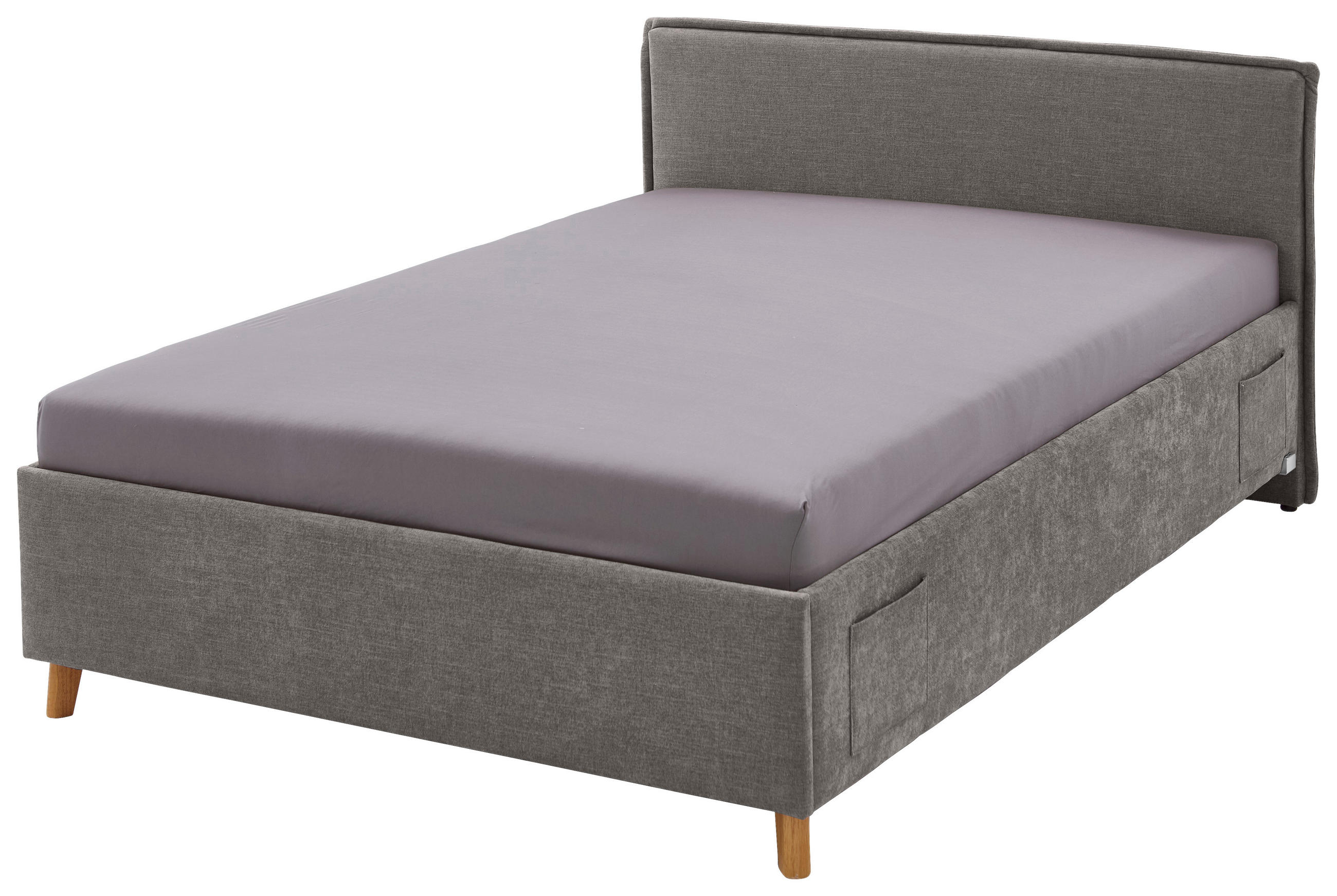 POLSTERBETT Lattenrost, Bettkasten 120/200 cm  in Grau  - Eichefarben/Birkefarben, KONVENTIONELL, Holz/Textil (120/200cm) - Stylife